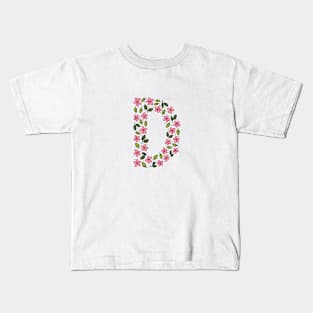 Floral Monogram Letter D Kids T-Shirt